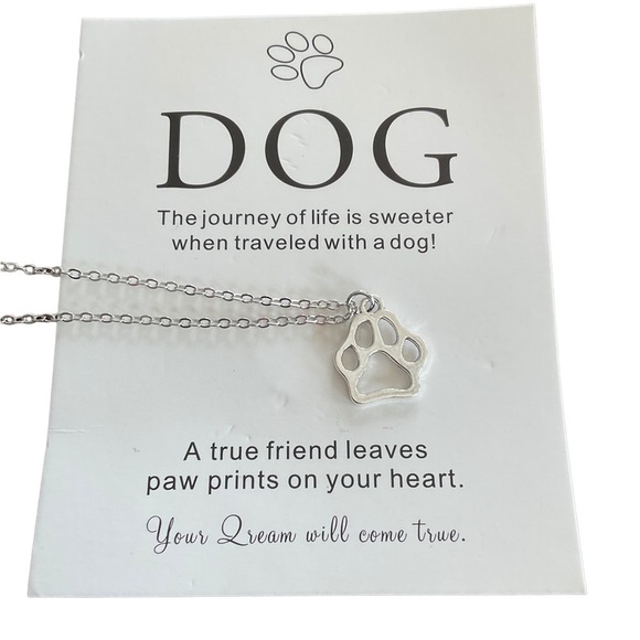 New Silver Tone Dog Paw Necklace - Picture 2 of 6